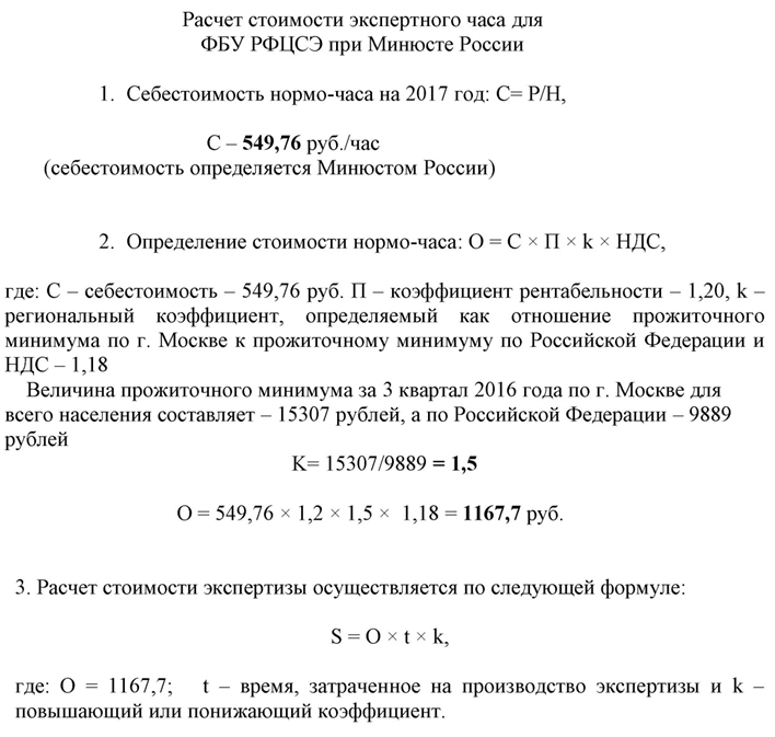 Об установлении стоимости экспертного часа